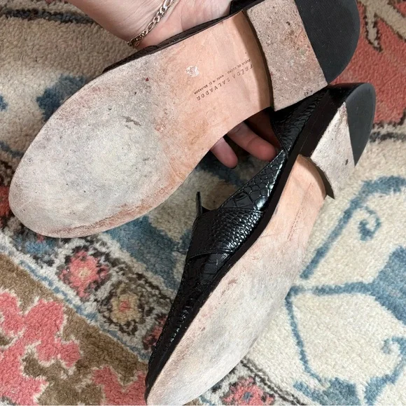 Freda Salvador TASH D'ORSAY MOCCASIN Black Croc-Embossed Loafers - Picture 6 of 6